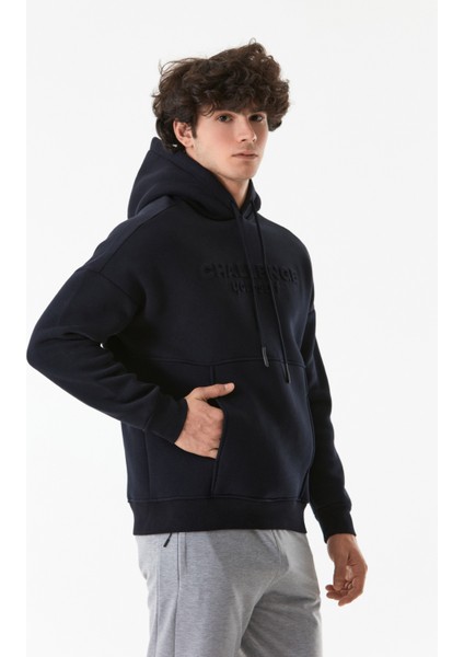 Kabartma Baskılı Kapüşonlu  Kanguru Cepli Sweatshirt