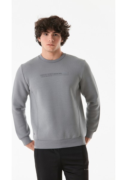 Kabartma Baskılı Bisiklet Yaka Sweatshirt