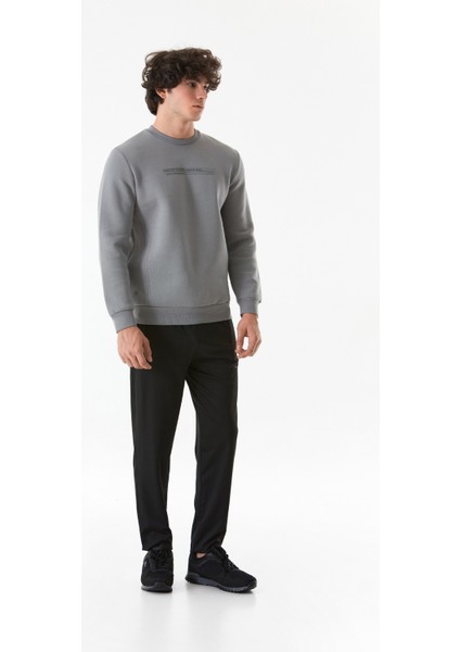 Kabartma Baskılı Bisiklet Yaka Sweatshirt modelleri