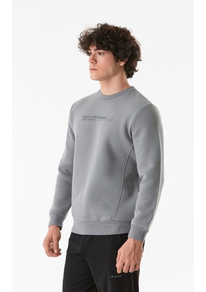 Kabartma Baskılı Bisiklet Yaka Sweatshirt fırsatları
