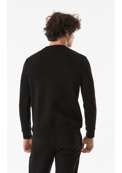 Yazı Baskılı Bisiklet Yaka Sweatshirt indirimleri