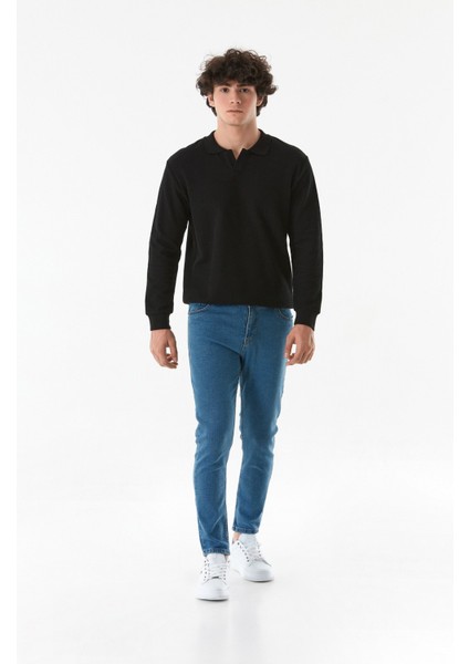 Fermuarlı Straight Jean Pantolon