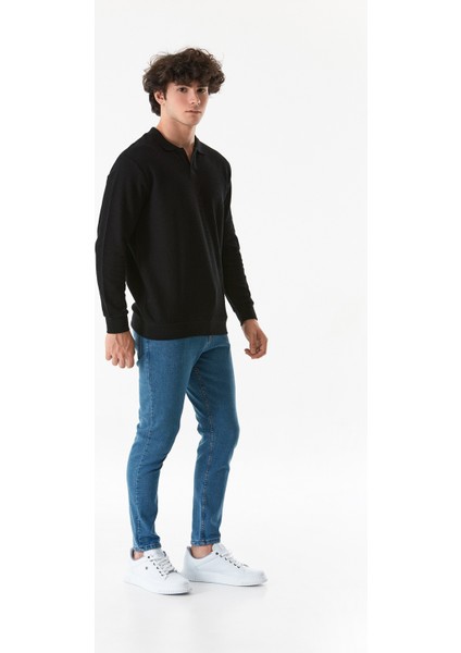 Fermuarlı Straight Jean Pantolon