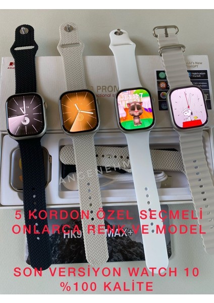 Hk9 Pro Max Plus (5 Kordon Özel Seçmeli) Son Versiyon Watch 10 Amoled Ekran Akıllı Saat