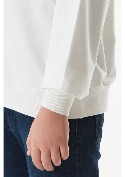 Önü ve Arkası Baskılı Bisiklet Yaka Erkek Çocuk Sweatshirt