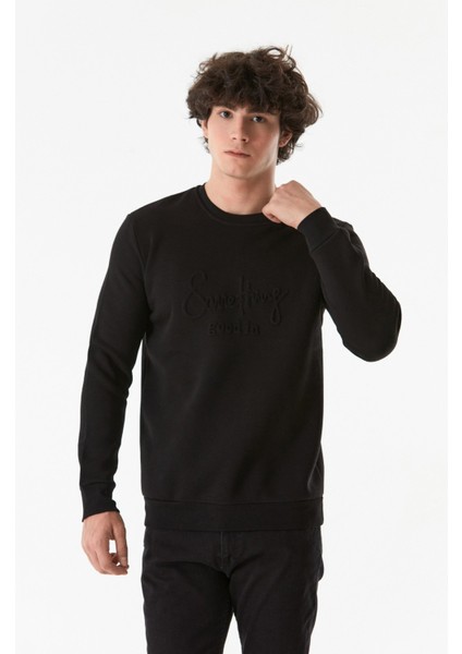 Kabartmalı Bisiklet Yaka Sweatshirt