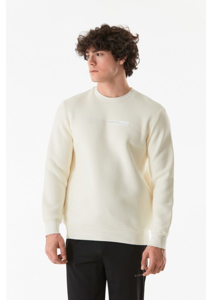 Kabartma Baskılı Bisiklet Yaka Sweatshirt