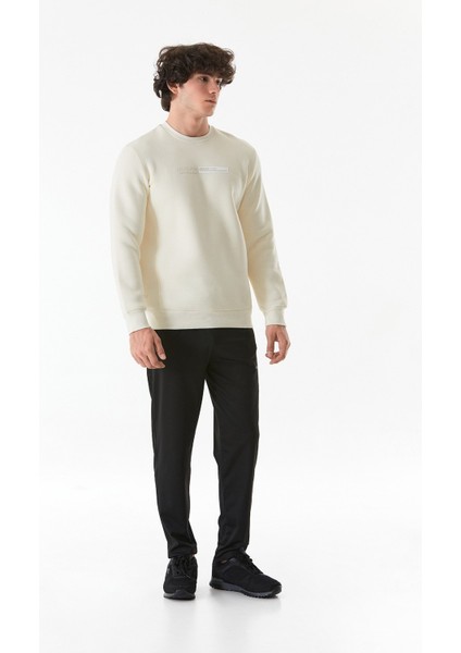 Kabartma Baskılı Bisiklet Yaka Sweatshirt