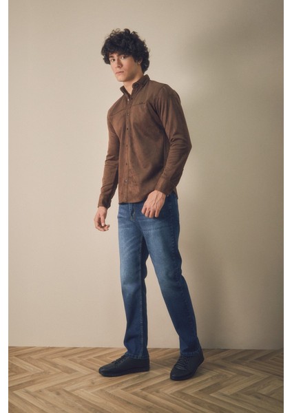 Fermuarlı Straight Jean Pantolon