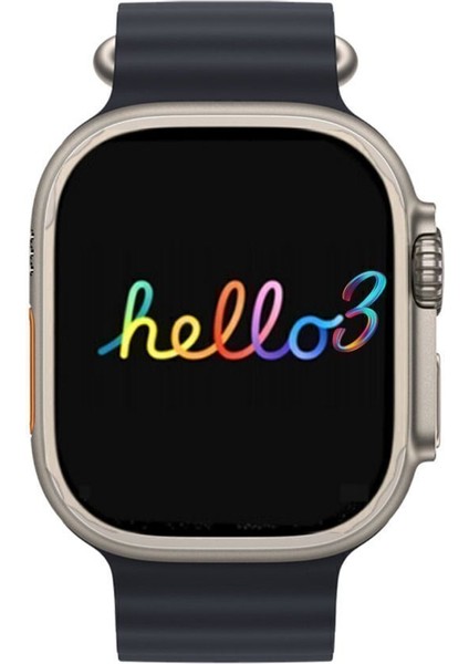 Hello Watch 3 Plus Amoled 3 Adet Kordon Ultra 49MM Watch 9 Şarj Pusula 4gb Akıllı Saat