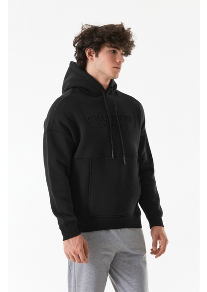 Kabartma Baskılı Kapüşonlu Kanguru Cepli Sweatshirt modelleri