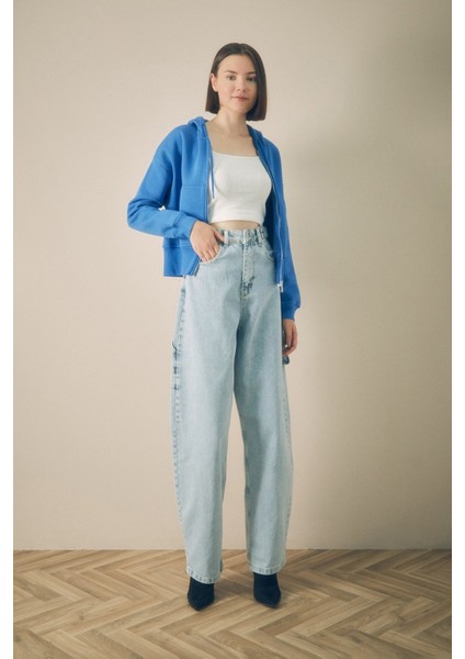 Kemerli Yüksek Bel Slouchy Jean
