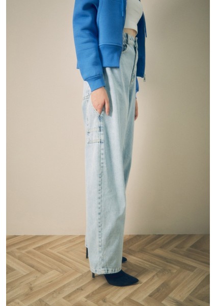 Kemerli Yüksek Bel Slouchy Jean