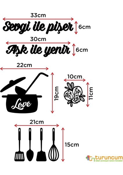 Sevgi ile Pişer Aşk Ile Yenir Mutfak Dekorasyon Ahşap Yazı