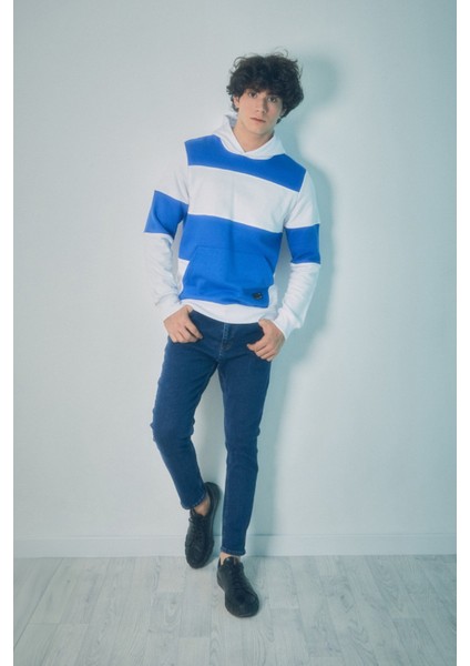 Renk Bloklu Kanguru Cepli Kapüşonlu Sweatshirt fiyatları