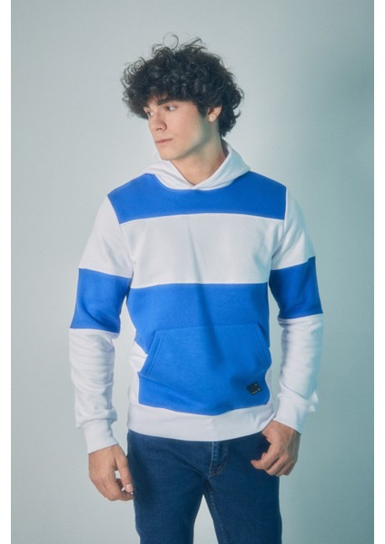 Renk Bloklu Kanguru Cepli Kapüşonlu Sweatshirt modelleri