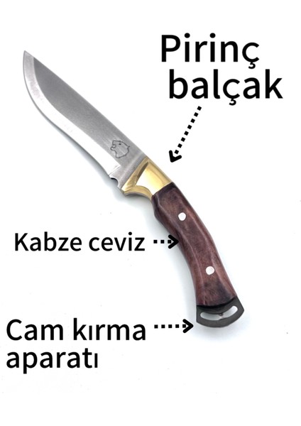 Kamp Pars Model Pirinç Balçaklı Bıçak Hediye Deri Kılıflı