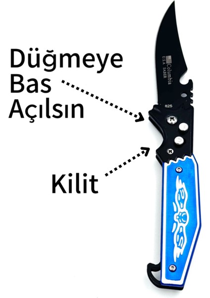 Kamp Düğmeli Çakı Kemer Klipsli