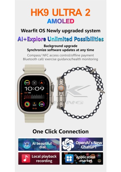 Watch 9 Serisi Hk9 Ultra 2 Gen 3 Amoled Ekran Chatgpt 4.1 ve Üstü Android Orjinaldir Dikatli Olun