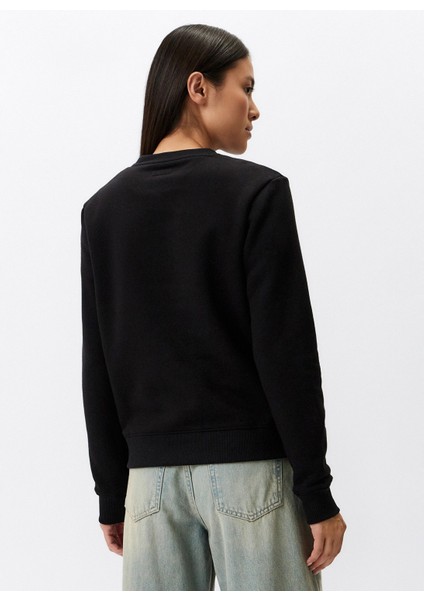 Jeans Bisiklet Yaka Desenli Siyah Kadın Sweatshırt Gj Cn Reg Mını Amerı - Organıc Co/p modelleri