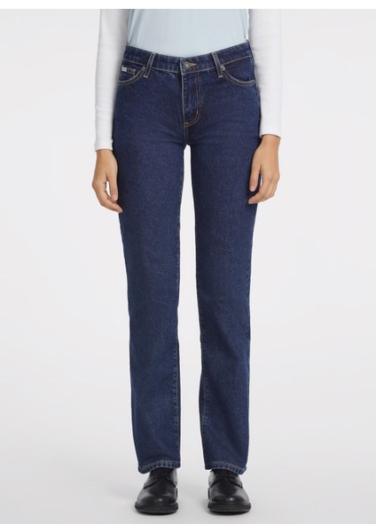 Normal Bel Boru Paça Regular Fit Koyu Mavi Kadın Denim Pantolon Gj G08 Mıd Rıse Stra - Eco Recy Co fiyatları