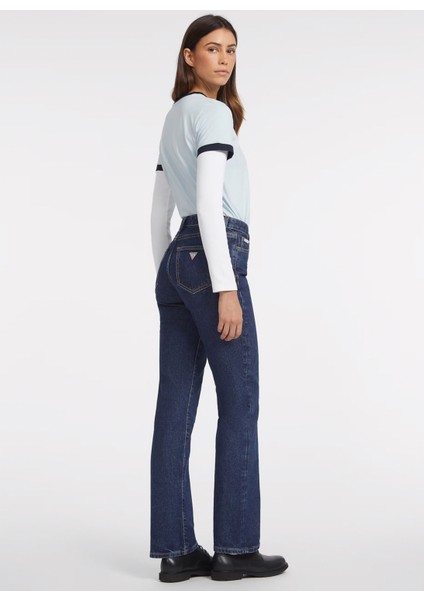 Normal Bel Boru Paça Regular Fit Koyu Mavi Kadın Denim Pantolon Gj G08 Mıd Rıse Stra - Eco Recy Co fırsatları