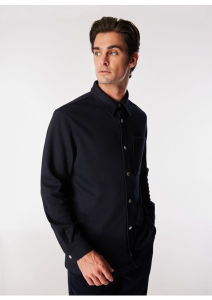 Basic Gömlek Yaka Düz Lacivert Erkek Gömlek F4WM-GML 2425 indirimleri