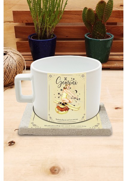 Burçlar/ikizler Burcu Set 4 - Fincan Kupa-Taş Bardak Altlığı 1