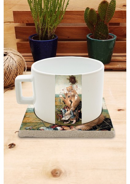 Kediler ve Sanat/ship Of Fools Set 4 - Çay/kahve Fincanı Kupa-Taş Bardak Altlığı 1