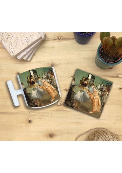 Kediler ve Sanat/edgar Degas The Dance Class Set 9 - T Kulplu Fincan Kupa-Taş Bardak Altlığı 1 fiyatları