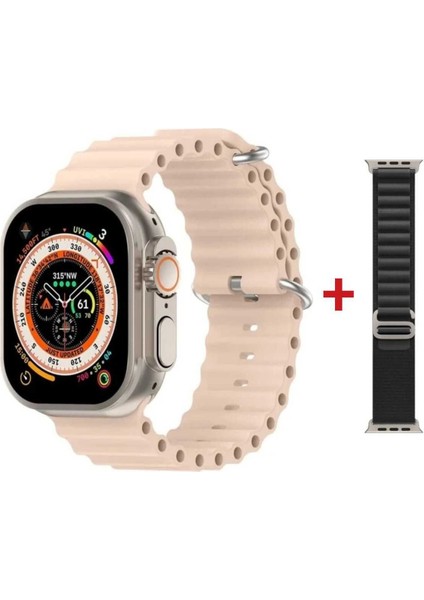 Watch 8 Ultra Bej Akıllı Saat Iphone ve Android Tüm Telefonlara Uyumlu