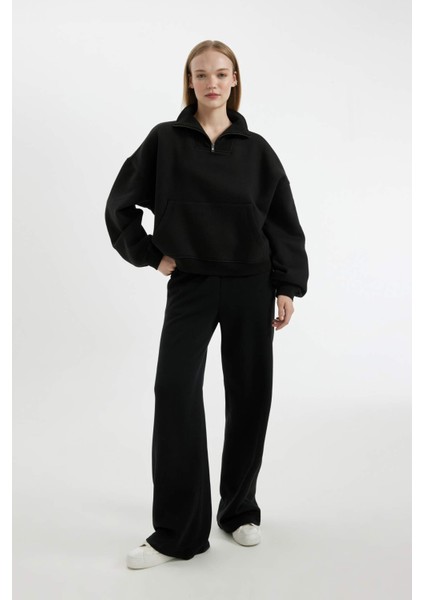 Coool Wide Leg Geniş Bol Paça Eşofman Altı Beli Lastikli Bağcıklı Cepli Basic Düz B3345AX24WN