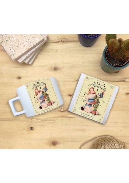 Burçlar/kova Burcu Set 4 - Fincan Kupa-Taş Bardak Altlığı 1 fiyatları