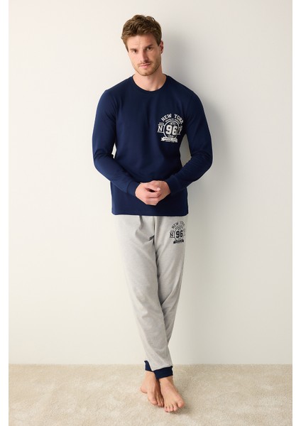 New York Çok Renkli Pantolon Pijama Takımı
