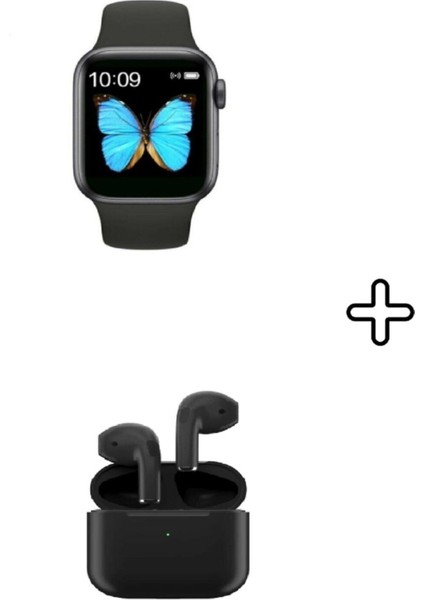 Apple Iphone 11,12 Pro Max Uyumlu Watch 6 Series Akıllı Saat + Siyah Pro5 Bluetooth Kulaklık