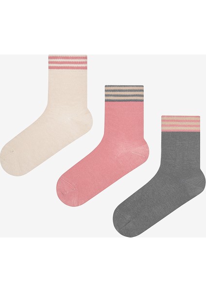 Triple Stripe 3lü Yeşil Pembe Soket Çorap