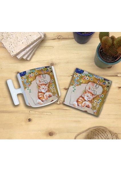 Kediler ve Sanat/gustav Klimt Danae Set 9 - T Kulplu Fincan Kupa-Taş Bardak Altlığı 3 fiyatları