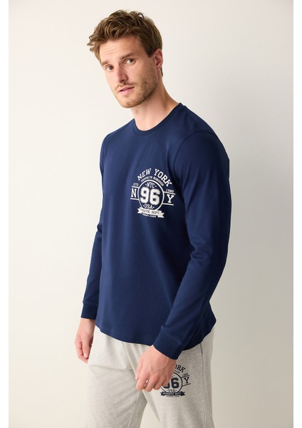 New York Çok Renkli Pantolon Pijama Takımı modelleri