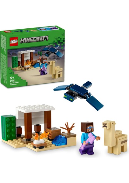 Minecraft Steve'in Çöl Keşfi 21251-6 Yaş ve Üzeri Macera Oyunları Seven Çocuklar Için 3 Adet LEGO Minecraft Minifigürü Içeren Yaratıcı Oyuncak Yapım Seti (75 Parça)