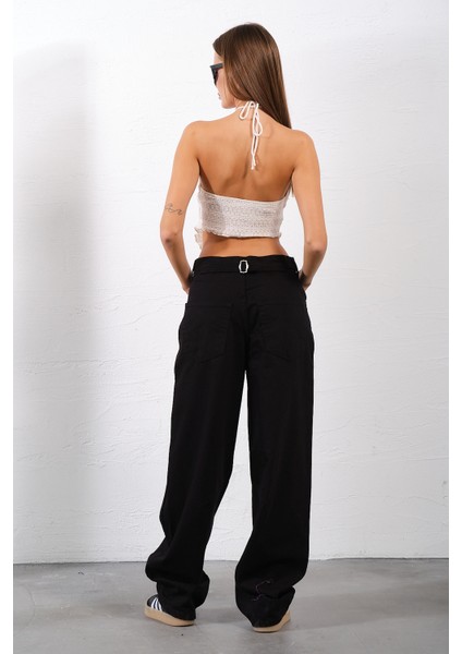 Toka Detaylı Bol Kesim Geniş Paça Rahat Baggy Jean Kot Salaş Kadın Pantolon @milano modelleri