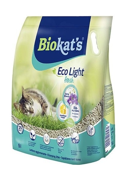 Biokats Eco Light Fresh Spring Blossom Bahar Çiçeği Kokulu Pelet Kedi Kumu 5 Lt