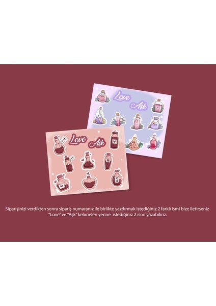 Love Potion - Aşk Iksiri - Sevgililer Günü 2 Adet Sticker Set