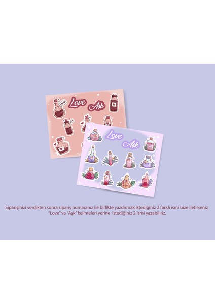 Love Potion - Aşk Iksiri - Sevgililer Günü 2 Adet Sticker Set