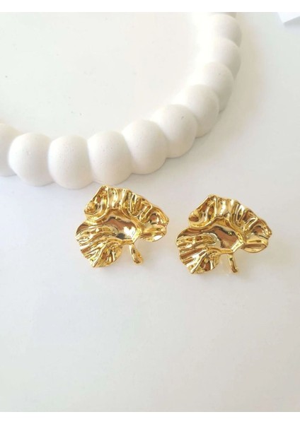Çelik Gold Yaprak Kadın Küpe