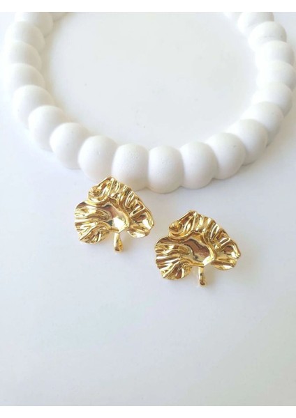Çelik Gold Yaprak Kadın Küpe