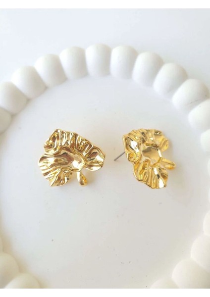 Çelik Gold Yaprak Kadın Küpe