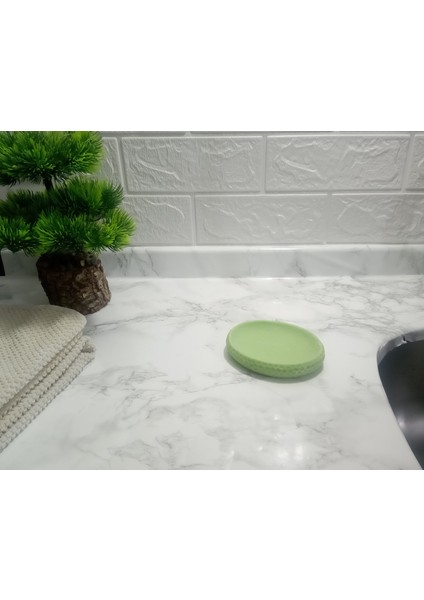 Sabunluk Yeşil Petek Desenli Banyo Aksesuarı