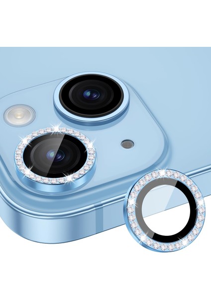 Apple iPhone 15 / 15 Plus Için Kamera Koruyucu Taşlı ve Metal Lens Koruyucu