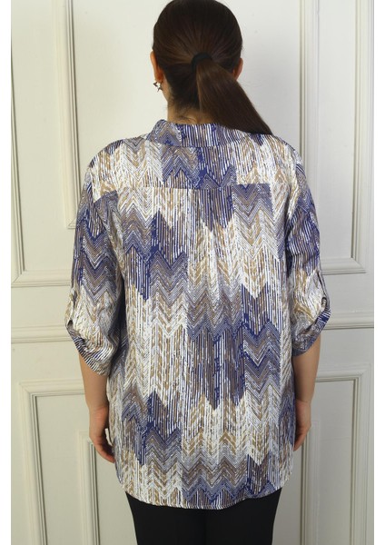 Kadın Kol Katlamalı Zigzag Büyük Beden Gömlek fırsatları