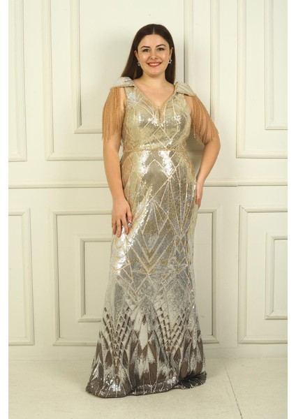 Kolları Boncuk Püsküllü Astarlı B.b Pulpayet Uzun Abiye Elbise modelleri